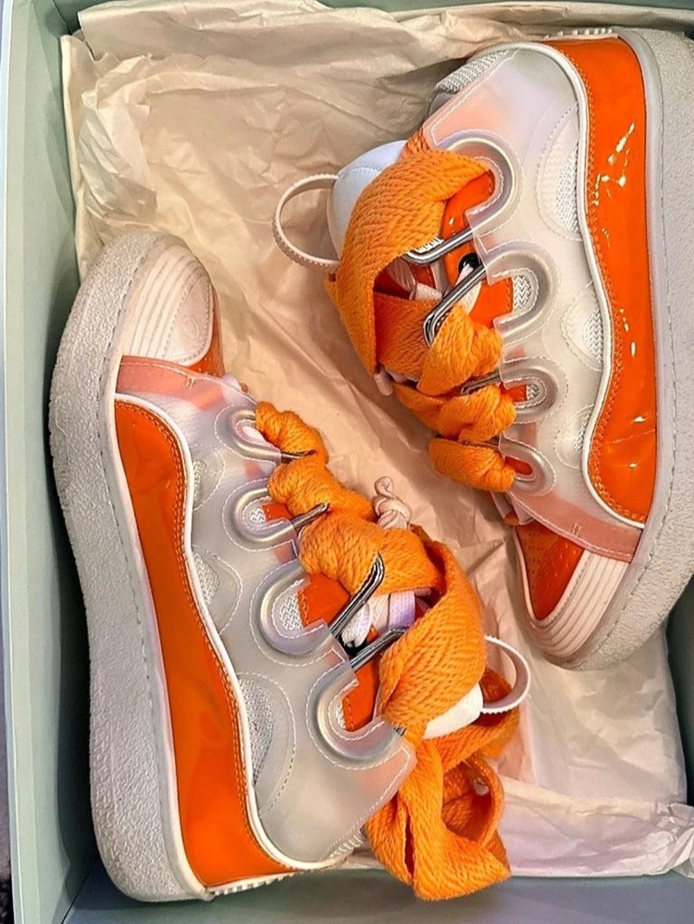 Lanvin Curb Sneakers Orange & White EU 37